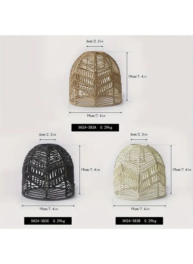 Wooden Color Vintage Handwoven Paper Lampshade Rustic Farmhouse Lighting - Image 3